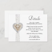 Eenhoorn Wit Kant Bruiloft Details Informatiekaartje (Voorkant / Achterkant)