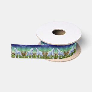 Eenhoorn Woodland Gate Fantasy Paard Art Satijnen Lint