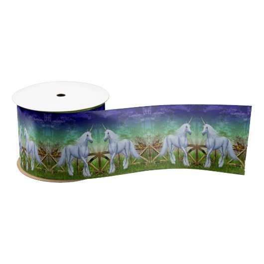 Eenhoorn Woodland Gate Fantasy Paard Art Satijnen Lint (Spoel)