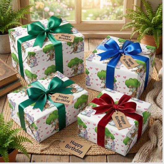 Eenhoorn & Woodland Vrienden Wrapping Papier Schat