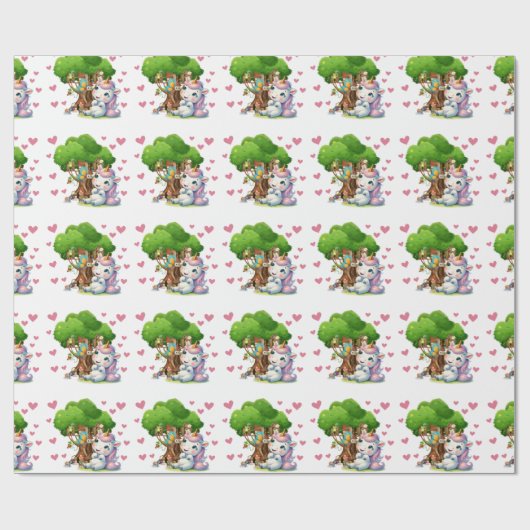 Eenhoorn & Woodland Vrienden Wrapping Papier Schat (Vlak)