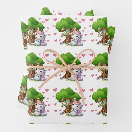 Eenhoorn & Woodland Vrienden Wrapping Papier Schat Inpakpapier Vel (In situ)