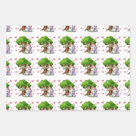 Eenhoorn & Woodland Vrienden Wrapping Papier Schat Inpakpapier Vel (Voorkant)