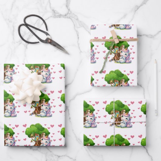 Eenhoorn & Woodland Vrienden Wrapping Papier Schat Inpakpapier Vel (Voorkant)