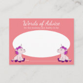Eenhoorn Woorden van Advies Twins Meisjes Baby sho Informatiekaartje (Voorkant)