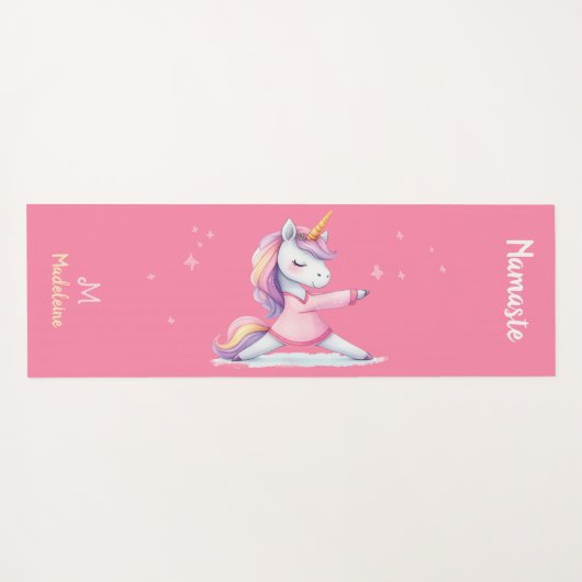 Eenhoorn Yoga Pose Roze Blush Schattigee Naam Mono Yogamat (Achterkant (horizontaal))