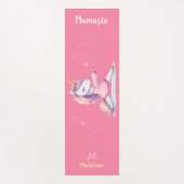 Eenhoorn Yoga Pose Roze Blush Schattigee Naam Mono Yogamat (Voorkant)