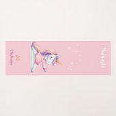 Eenhoorn Yoga Pose Roze Leuk Namaste Naam Monogram Yogamat (Achterkant (horizontaal))