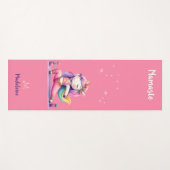 Eenhoorn Yoga Pose Yogi Roze Paarse Naam Monogram Yogamat (Voorkant (horizontaal))