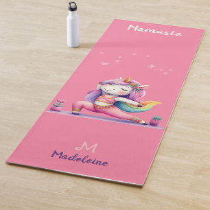 Eenhoorn Yoga Pose Yogi Roze Paarse Naam Monogram Yogamat