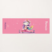 Eenhoorn Yoga Pose Yogi Roze Schattigee Naam Monog Yogamat (Achterkant (horizontaal))