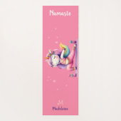 Eenhoorn Yoga Pose Yogi Roze Schattigee Naam Monog Yogamat (Achterkant)