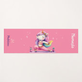 Eenhoorn Yoga Pose Yogi Roze Schattigee Naam Monog Yogamat (Voorkant (horizontaal))