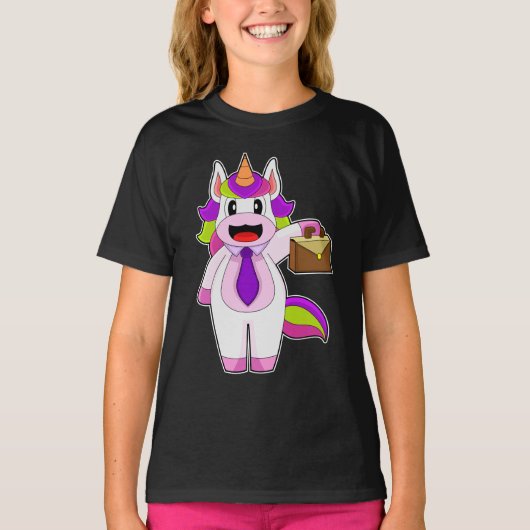 Eenhoorn zakenman aktetas t-shirt (Voorkant)