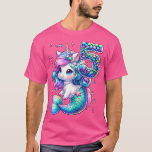 Eenhoorn Zeemeermin 5e Verjaardag 5 Jaar Oud Feest T-shirt