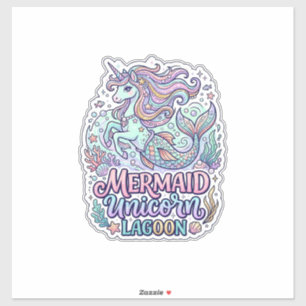 Eenhoorn Zeemeermin Eenhoorn Lagune Grafisch Ontwe Sticker