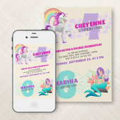 Eenhoorn Zeemeermin Joint Dubbele Verjaardag Uitno Kaart