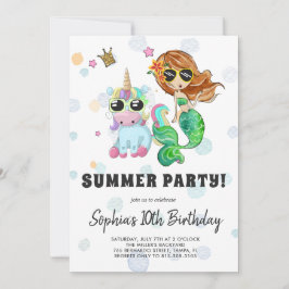 Eenhoorn & Zeemeermin Pool Party Uitnodiging