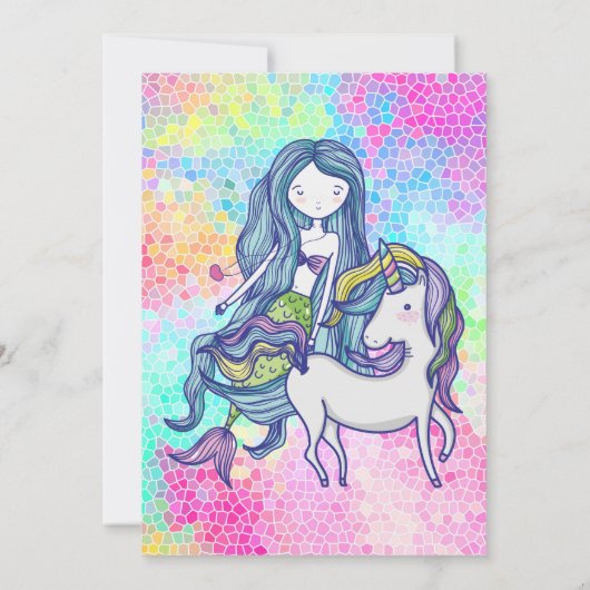 Eenhoorn & Zeemeermin Pool Party Uitnodiging (Achterkant)