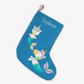 Eenhoorn Zeemeermin Schattige gepersonaliseerd Kleine Kerstsok (Voorkant (Hangend))