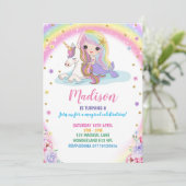 Eenhoorn Zeemeermin Verjaardag Uitnodiging (Staand voorkant)