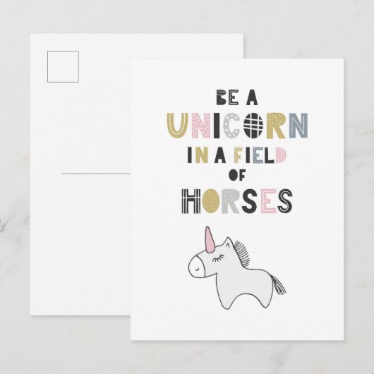 Eenhoorn zijn op het gebied van paarden briefkaart (Voorkant / Achterkant)