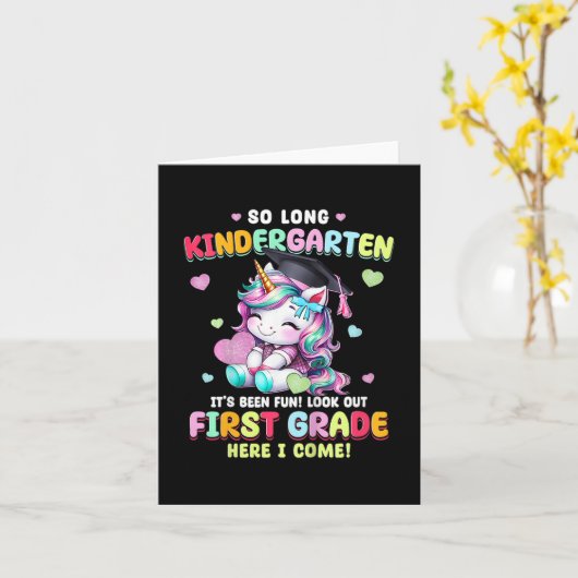 Eenhoorn Zo Lang Kleuterschool Afstuderen Laatste  Kaart (Gele Bloem)