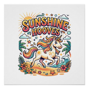 Eenhoorn Zonneschijn Hoeven Commerciële Sticker en Perfect Poster