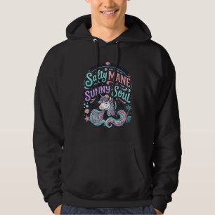 Eenhoorn Zout Manen Zonnige Ziel Retro Stijl T-Shi Hoodie