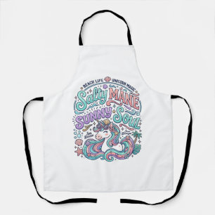 Eenhoorn Zout Manen Zonnige Ziel Retro Stijl T-Shi Schort