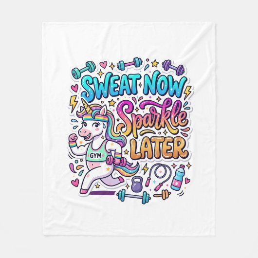 Eénhoorn Zweet Nu Glans Later Cadeau Idee Vector D Fleece Deken (Voorkant)
