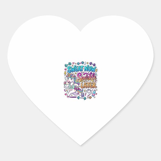Eénhoorn Zweet Nu Glans Later Cadeau Idee Vector D Hart Sticker (Voorkant)