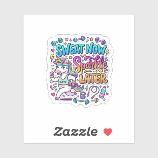 Eénhoorn Zweet Nu Glans Later Cadeau Idee Vector D Sticker (Vel)