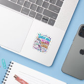 Eénhoorn Zweet Nu Glans Later Cadeau Idee Vector D Sticker (Laptop met iPhone)