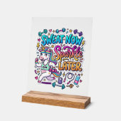 Eenhoorn Zweet Nu Glans Later Cadeaubon Vector D Acryl Bord (Hoek)