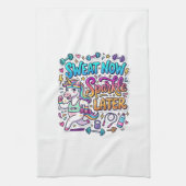 Eenhoorn Zweet Nu Glans Later Cadeaubon Vector D Theedoek (Verticaal)