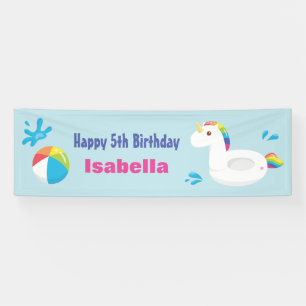 Eenhoorn zwembad drijver zomer verjaardagsfeest ba spandoek