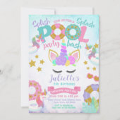 Eenhoorn Zwembad Feestje Kaart (Voorkant)
