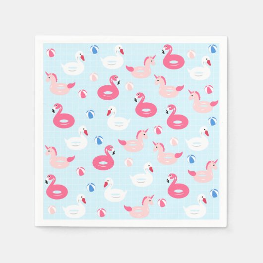 Eenhoorn Zwembad Float Papier Servetten (Voorkant)