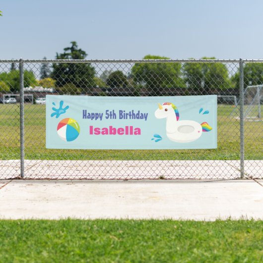 Eenhoorn Zwembad Float Zomer Verjaardagsfeestbanne Spandoek (Insitu)