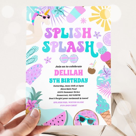 Eenhoorn Zwembad Party Tropische Zomer Zwembad Ver Kaart