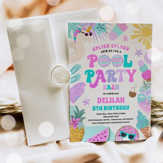 Eenhoorn Zwembad Party Tropische Zomer Zwembad Ver Kaart