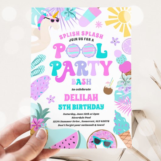 Eenhoorn Zwembad Party Tropische Zomer Zwembad Ver Kaart