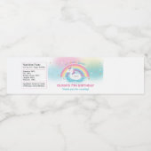 Eenhoorn Zwembad Verjaardagsfeestje Regenboog Eenh Waterfles Etiket (Enkel label)