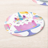 Eenhoorncake rond papier Onderzetter (Gebogen)