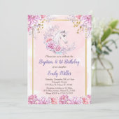 Eenhoorndoop en uitnodiging voor verjaardag (Staand voorkant)