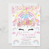 Eenhoornfeest magische verjaardag kaart (Voorkant)