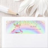 Eenhoornfeest Regenboog 1e verjaardag grillig meis Etiket (Insitu)