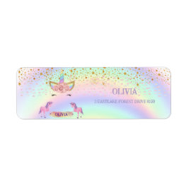 Eenhoornfeest Regenboog 1e verjaardag grillig meis Etiket