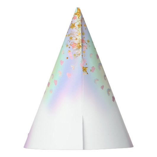 Eenhoornfeest Regenboog 1e verjaardag grillig meis Feesthoedjes (Achterkant)